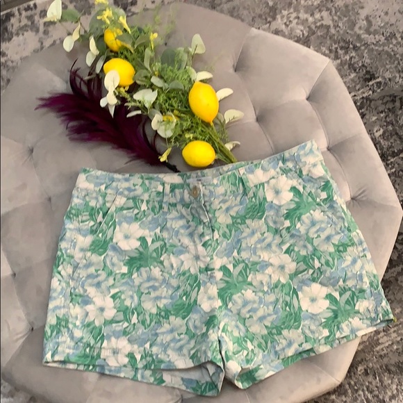 GAP Pants - GAP Mint Green & Off White Floral Shorts 10